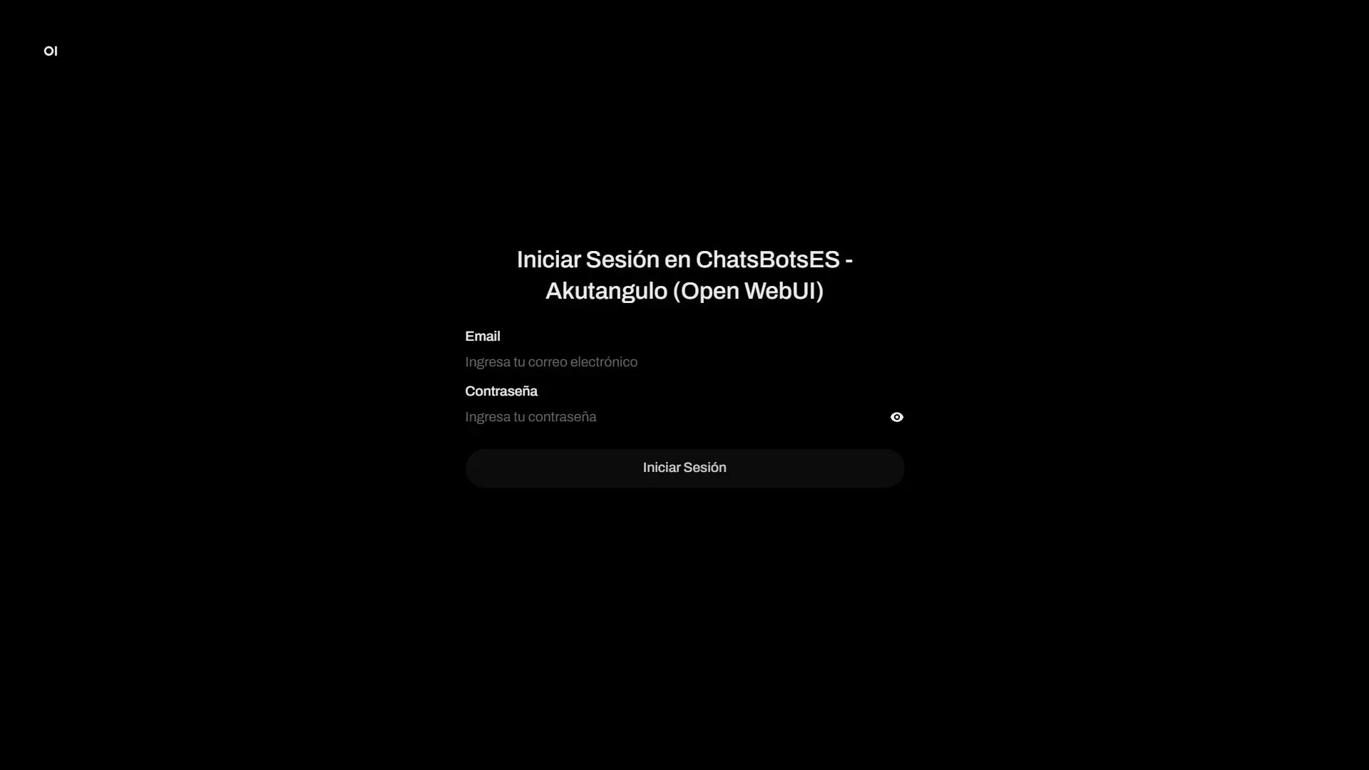 Pantalla de acceso a IA Privada de Akutangulo con Open WebUI